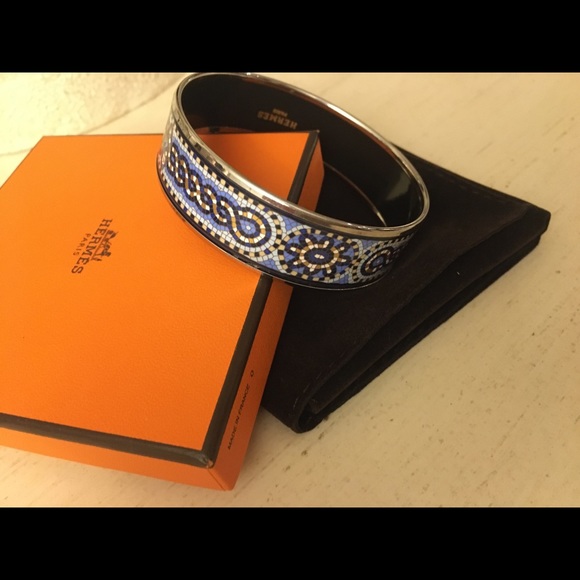 Hermes Sous Le Cedar Mosaic Enamel Bangle bracelet - Picture 9 of 11